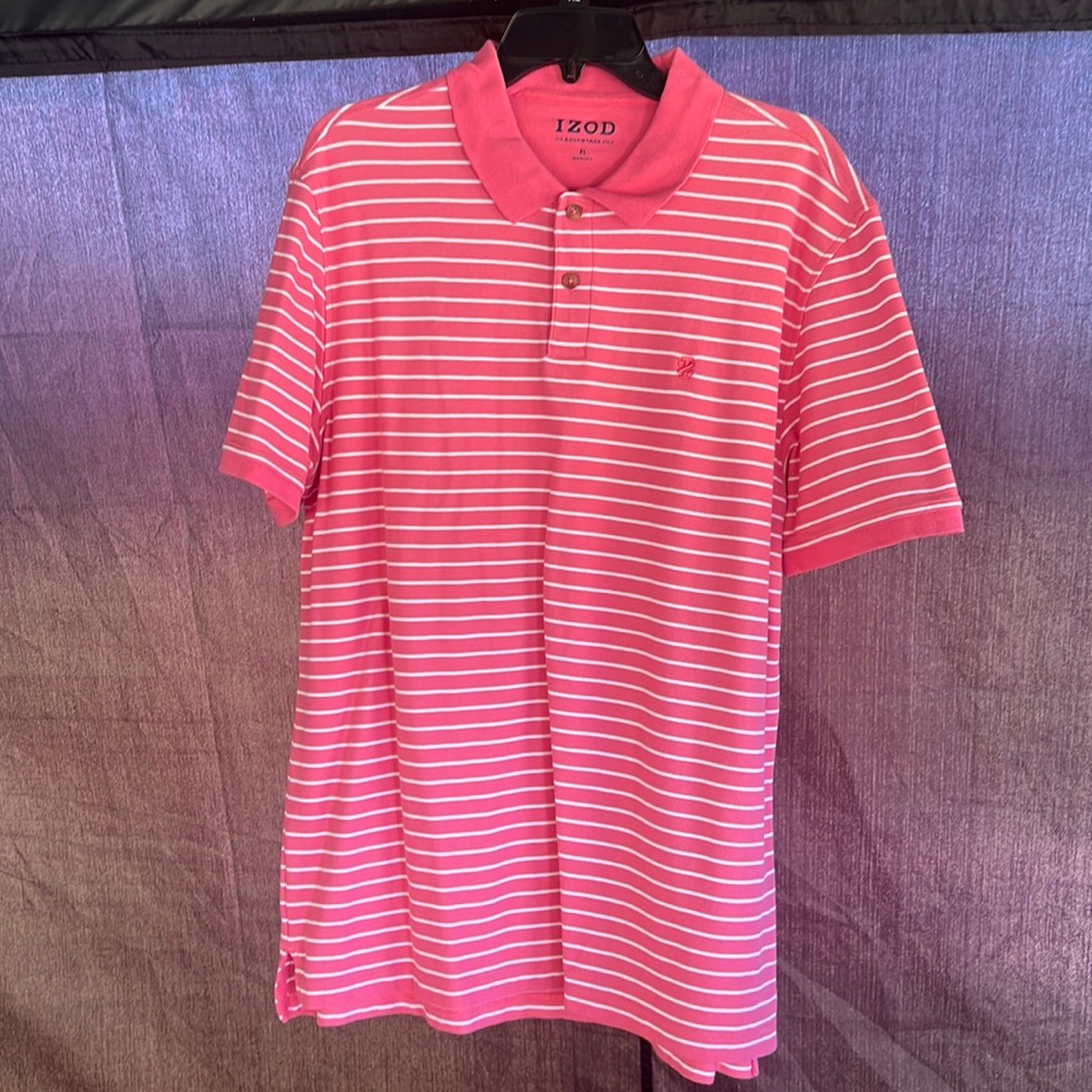 Izod pink striped xl polo